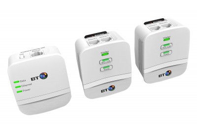 BT Mini Wireless Booster - Wi-Fi 600 Home Hotspot Powerline Adapter Kit - Pack of 3