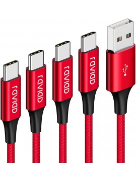 USB C Cable, RAVIAD [4-Pack 0.3M 1M 2M 3M] Type C Cable Nylon Braided USB C Fast Charging Cable