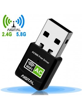 Aigital WiFi Adapter 600Mbps Mini USB Wireless Adapter Network WiFi Dongle High Speed Dual Band