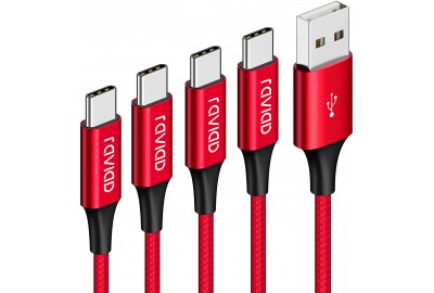 USB C Cable, RAVIAD [4-Pack 0.3M 1M 2M 3M] Type C Cable Nylon Braided USB C Fast Charging Cable